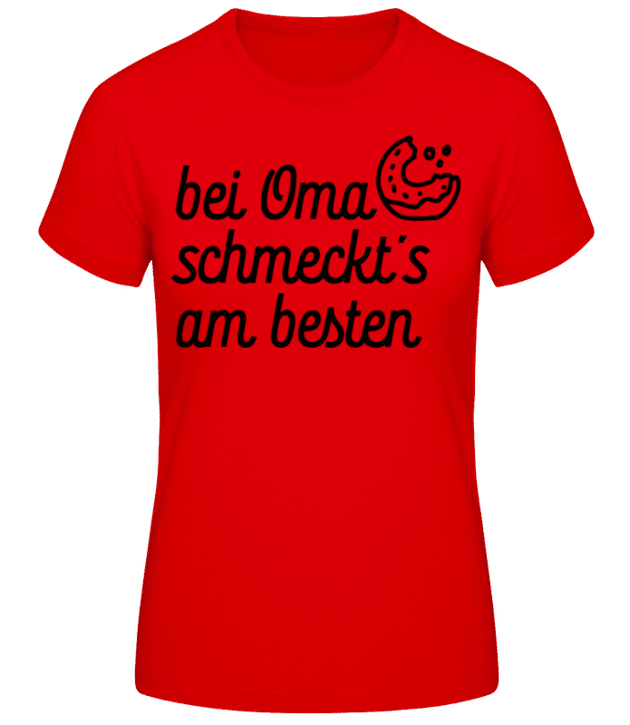 Vorschau: Bei Oma Schmeckt's Am Besten - Frauen Basic T-Shirt - Rot - Vorne