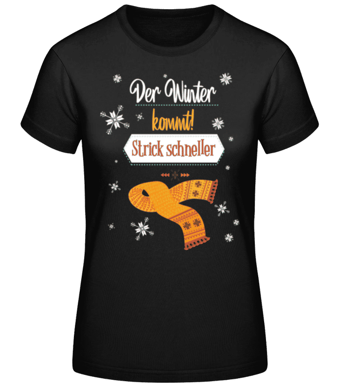 Vorschau: Strick Schneller - Frauen Basic T-Shirt - Schwarz - Vorne