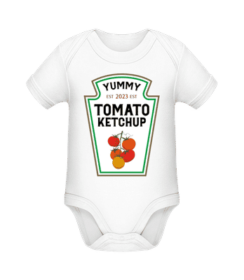 Baby Yummy Tomato Ketchup 2023 - Baby Bio Strampler - Weiß - Vorne