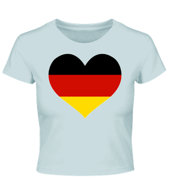 Deutschland Fahne Herz - Crop T-Shirt - Hellblau - Vorne