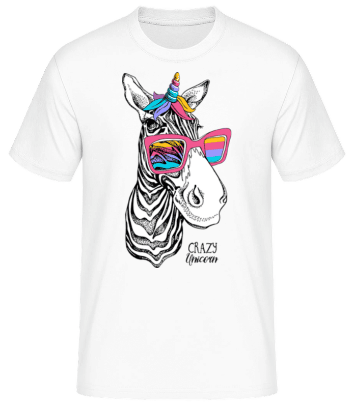 Vista previa: Crazy Unicorn - Camiseta básica para hombre - Blanco - delante