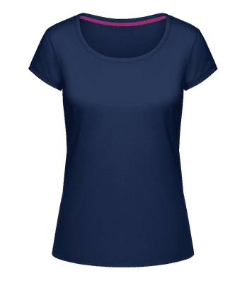 T-shirt col en U Femme - Bleu marine - Devant