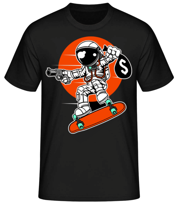 Vorschau: Astronaut Longboard - Männer Basic T-Shirt - Schwarz - Vorne