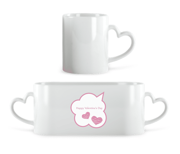 Aperçu: Happy Valentine's Day Bubble - Tasse en forme de coeur - Blanc - Devant