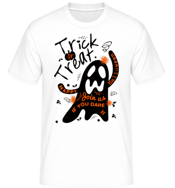 Aperçu: Trick Or Treat Ghost -  T-Shirt Shirtinator homme - Blanc - Devant
