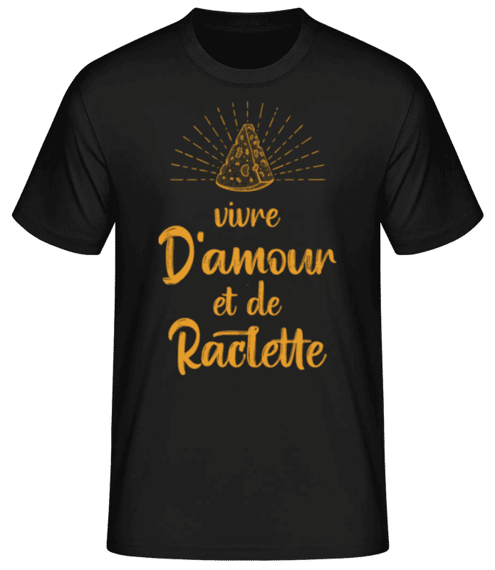 Aperçu: Vivre D'amour Et De Raclette - T-shirt standard Homme - Noir - Devant