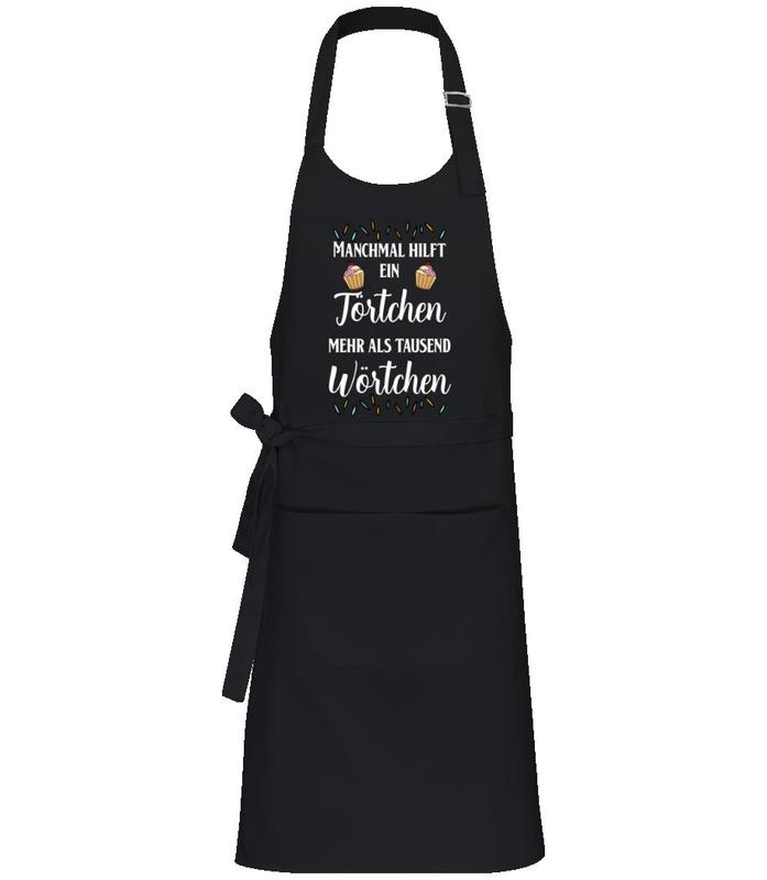 Vorschau: Manchmal Hilft Ein Törtchen - Profi Kochschürze - Schwarz - Vorne