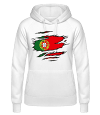 Ripped Flag Portugal - Sudadera con capucha para mujer - Blanco - delante