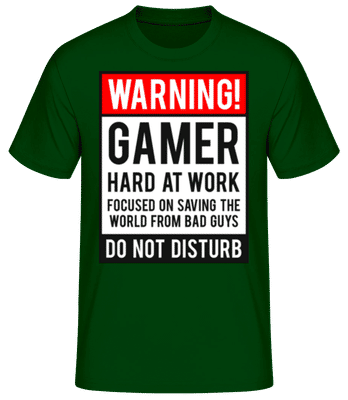 Warning Gamer Hard At Work - Men's Basic T-Shirt - Bottle green - Front