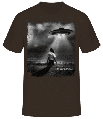 My 'Uber' Just Arrived - Men's Basic T-Shirt - Brown - Front