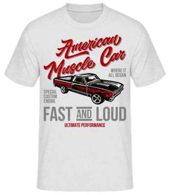 Americký Muscle Car - Pánske basic tričko - Melírovo šedá - Predné