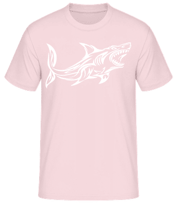 Englisch  Great White Shark Tribal - Men's Basic T-Shirt - Pink - Front