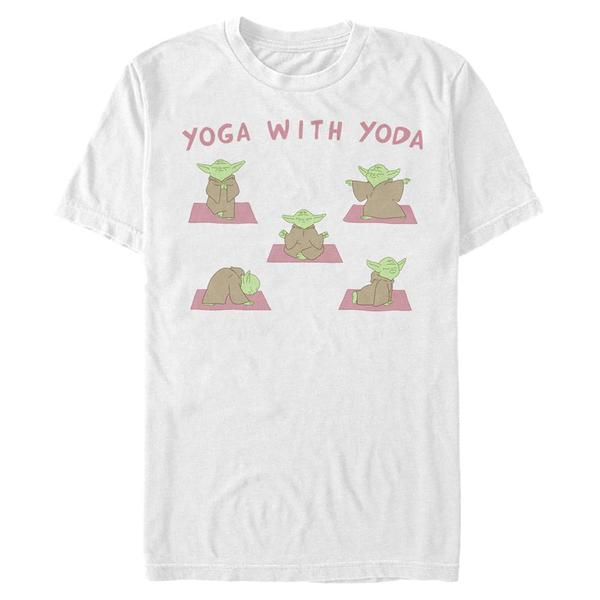 Aperçu: Star Wars - Classic Yoga With Yoda - Homme T-shirt - Blanc - Devant