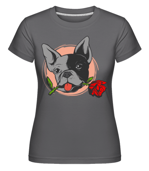 Preview: Bulldog Rose -  Shirtinator Women's T-Shirt - Anthracite - Front
