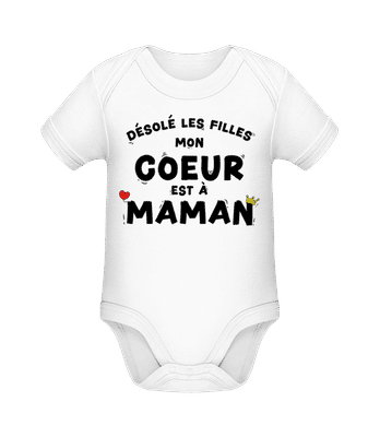 Mon Coeur Est À Maman - Body manches courtes bio - Blanc - Devant