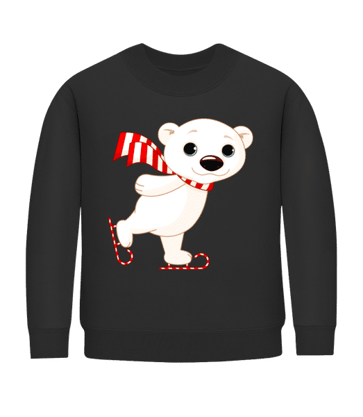 Aperçu: Patin À Glace Ours Polaire - Sweatshirt Enfant - Noir - Devant