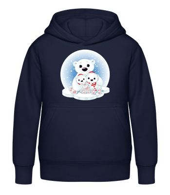 Polar Bears - Kid's Hoodie - Navy - Front