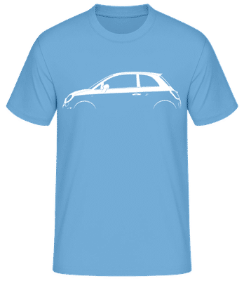 'Fiat 500 Abarth (2008)' Silhouette - Pánské basic tričko - Světle modrá - Napřed