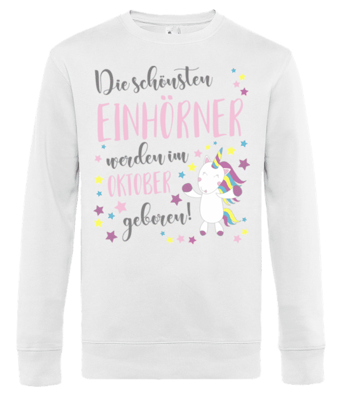 Vorschau: Einhorn Geboren In Oktober - Männer Standard Pullover - Weiß - Vorne