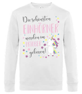 Einhorn Geboren In Oktober - Männer Standard Pullover - Weiß - Vorne