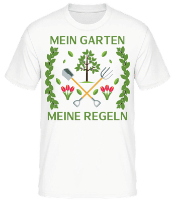 Mein Garten Meine Regeln - Männer Basic T-Shirt - Weiß - Vorne