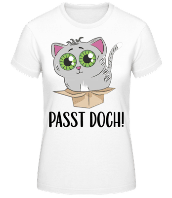 Katze Im Karton – Passt Doch Schwarz - Frauen Basic T-Shirt - Weiß - Vorne