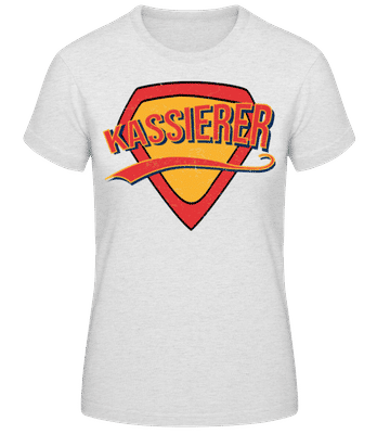 Superheld Kassierer - Frauen Basic T-Shirt - Grau meliert - Vorne
