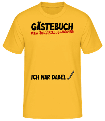 Junggesellenabschied JGA Gästebuch - Männer Basic T-Shirt - Goldgelb - Vorne