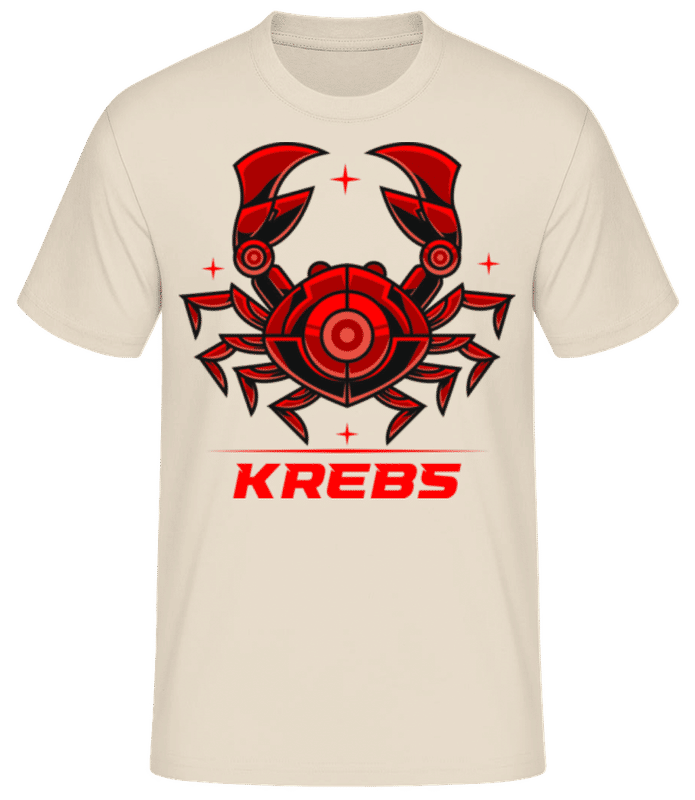 Vorschau: Mecha Roboter Sternzeichen Krebs - Männer Basic T-Shirt - Creme - Vorne