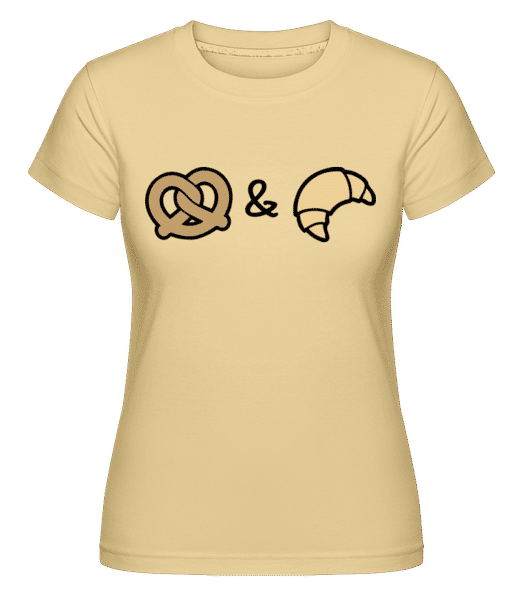 Preview: Pretzel & Croissant -  Shirtinator Women's T-Shirt - Yellow - Front