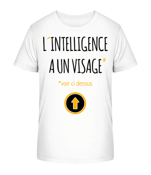 Aperçu: L´Intelligence A Un Visage - T-shirt bio Enfant Stanley Stella 2.0 - Blanc - Devant