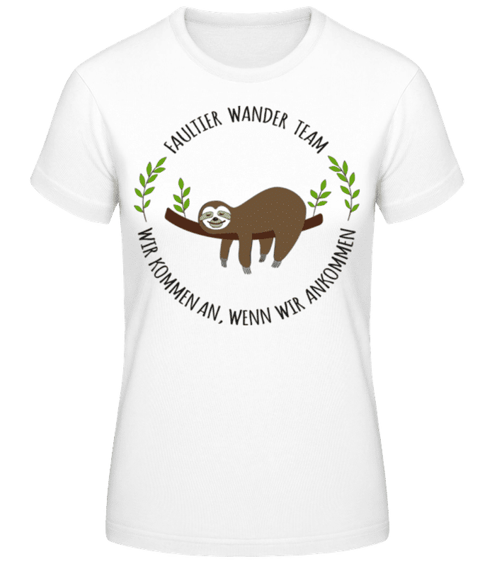 Vorschau: Faultier Wander Team - Frauen Basic T-Shirt - Weiß - Vorne