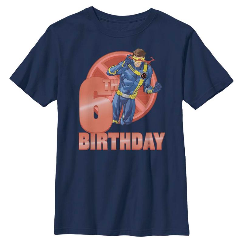 Vorschau: Marvel - X-Men - Cyclops 6th Birthday - Geburtstag - Kinder T-Shirt - Marine - Vorne
