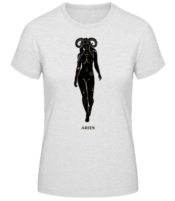 Female Zodiac Sign Aries - Camiseta básica de mujer - Gris moteado - delante