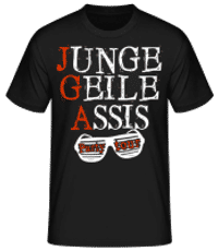 Junge Geile Assis JGA - Männer Basic T-Shirt - Schwarz - Vorne