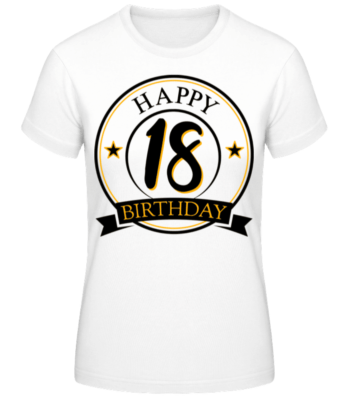 Náhľad: Všetko najlepšie k narodeninám 18 - Dámske basic tričko - Biela - Predné