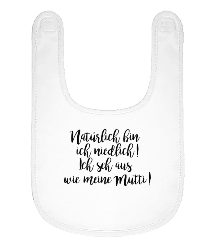 Vorschau: Natürlich Bin Ich Niedlich! - Baby Bio Lätzchen - Weiß - Vorne