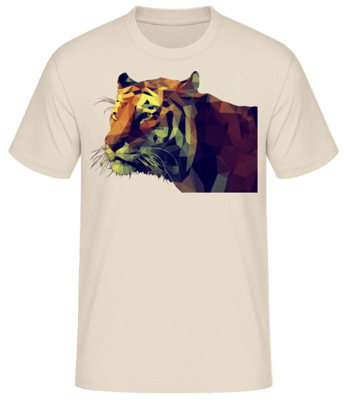 Vista previa: Polygon Tiger Colored - Camiseta básica para hombre - Crema - delante