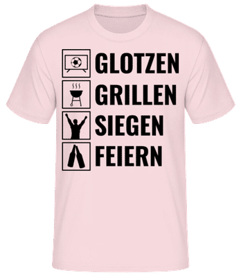 Glotzen Grillen Siegen Feiern - Männer Basic T-Shirt - Rosa - Vorne