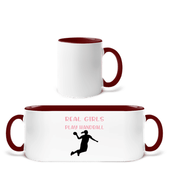 Real Girls Play Handball - Taza bicolor - Blanco / Burdeos - delante