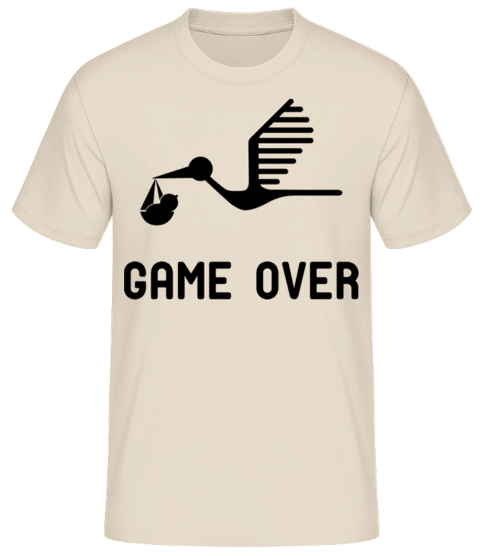 Vorschau: Game Over  - Baby Ankündigung - Männer Basic T-Shirt - Creme - Vorne