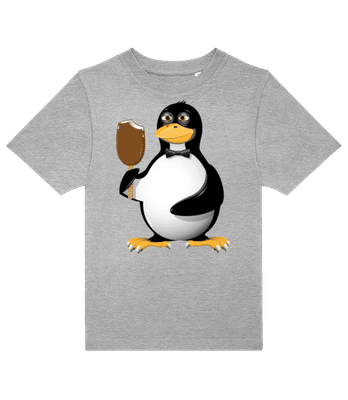 Penguin Is Eating An Ice Cream - Kids B&C T-Shirt - Heather grey - Front