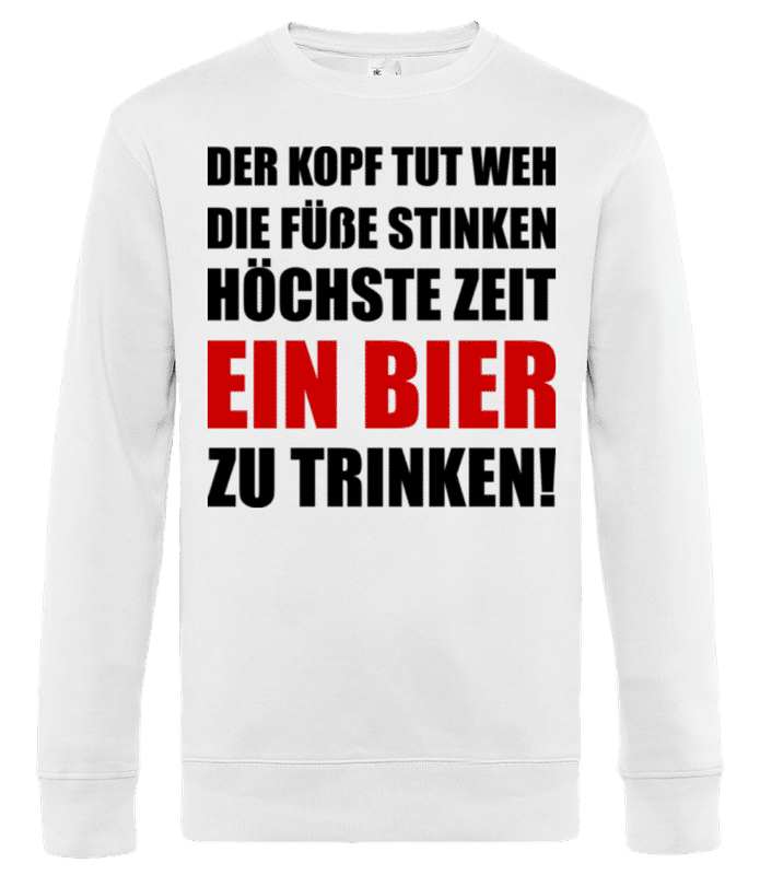 Vorschau: Kopf Tut Weh Bier Trinken - Männer Standard Pullover - Weiß - Vorne