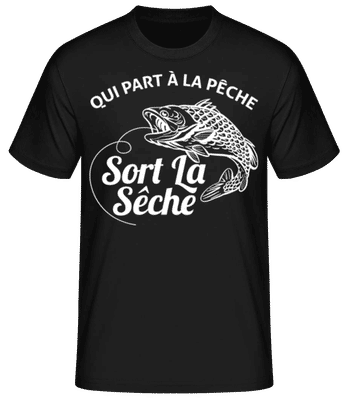 Qui Part À La Pêche - T-shirt standard Homme - Noir - Devant