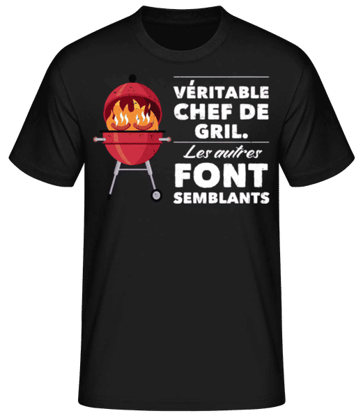 Aperçu: Véritable Chef De Gril - T-shirt standard Homme - Noir - Devant