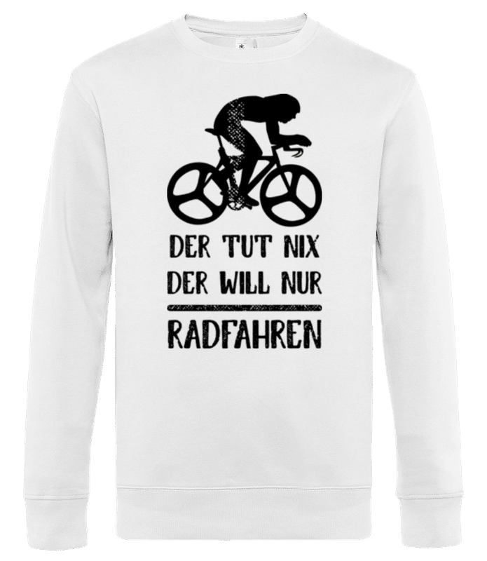 Vorschau: Der Tut Nix Nur Radfahren - Männer Standard Pullover - Weiß - Vorne