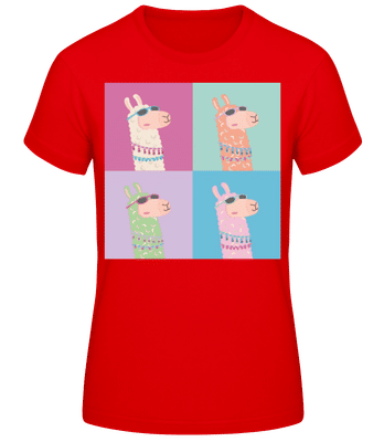 Pop Art Lama - T-shirt standard Femme - Rouge - Devant