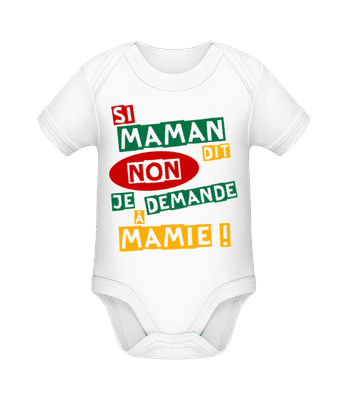 Je Demande À Mamie - Body manches courtes bio - Blanc - Devant