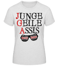 Junge, Geile Assis - Frauen Basic T-Shirt - Grau meliert - Vorne