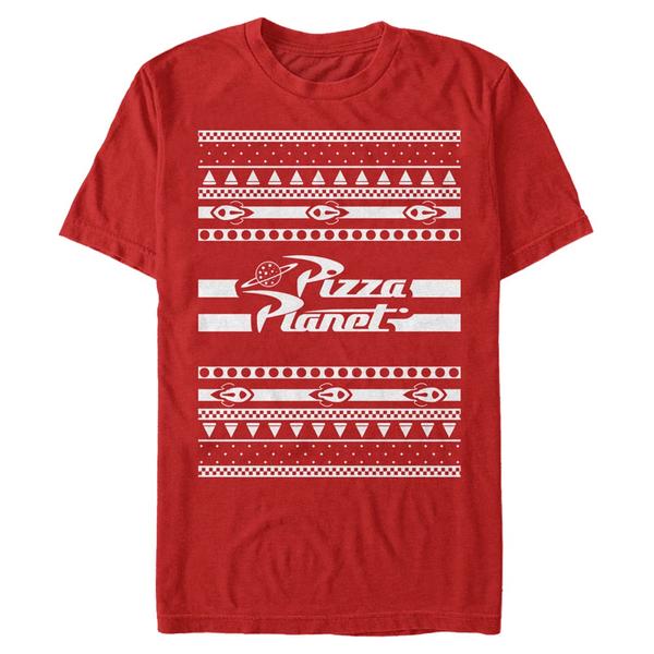 Aperçu: Pixar - Toy Story - Photo de groupe Pizza Planet Ugly Sweater - Christmas - Homme T-shirt - Rouge - Devant